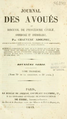 Tapa de Journal des avoués