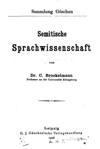 Tapa de Semitische Sprachwissenschaft