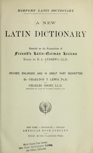 Tapa de Harpers' Latin dictionary