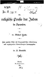 Tapa de Die religiöse Poesie der Juden in Spanien