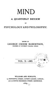 Tapa de MIND A Quarterly review of Psychology and Philosophy.VOL.X-1885