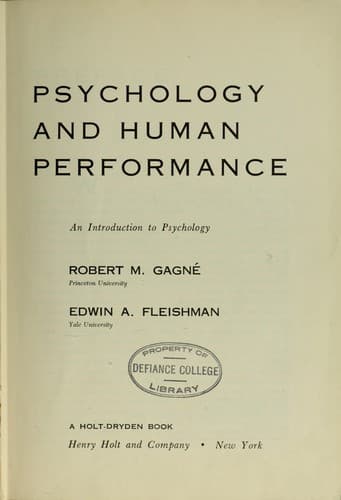 Tapa de Psychology and human performance
