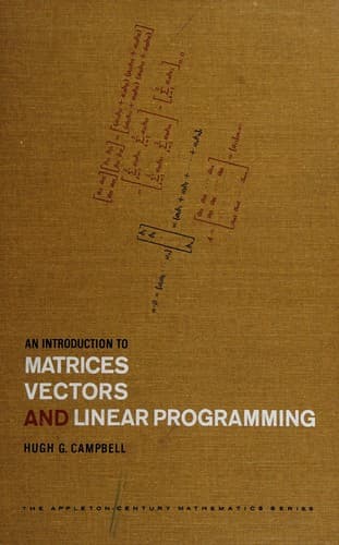 Tapa de An introduction to matrices, vectors, and linear programming