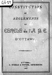 Tapa de Constitution et règlements du Cercle de l'A.B.C. d'Ottawa