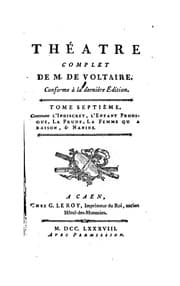 Tapa de Théâtre complet de M. de Voltaire: conforme à la dernière édition ..