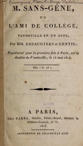 Tapa de M. Sans-Géne