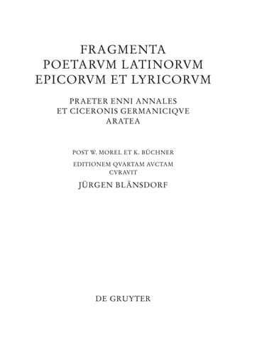 Tapa de Fragmenta poetarum Latinorum epicorum et lyricorum
