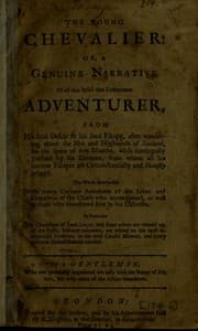 Tapa de The young chevalier: or, A genuine narrative of all that befell that unfortunate adventurer, from his fatal defeat to his final escape, after wandering about the isles and highlands of Scotland ...