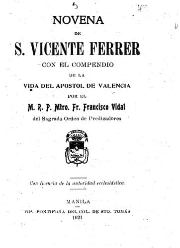 Tapa de Novena de S. Vicente Ferrer