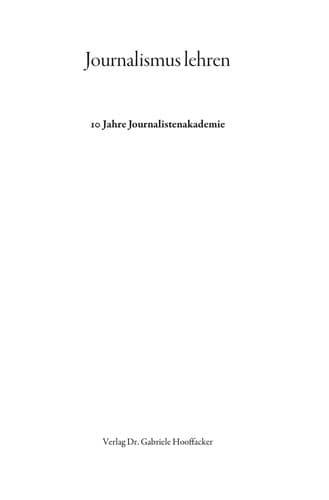 Tapa de Journalismus lehren