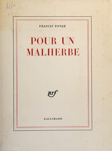 Tapa de Pour un Malherbe