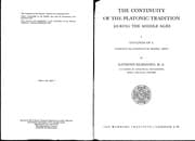Tapa de The continuity of the Platonic tradition during the middle ages