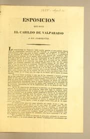 Tapa de Esposicion que hace el Cabildo de Valparaiso a sus comitentes