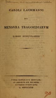Tapa de Caroli Lachmanni De mensvra tragoediarvm liber singvlaris