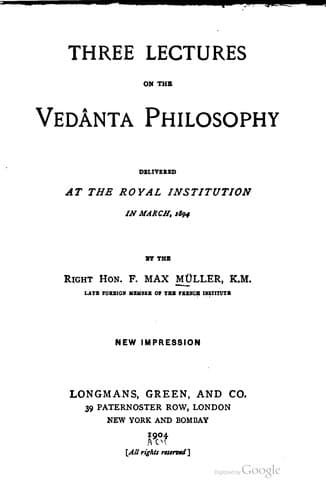 Tapa de Three lectures on the Vedânta philosophy