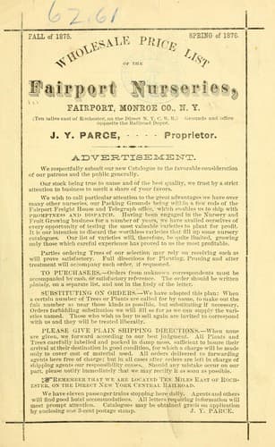 Tapa de Wholesale price list of the Fairport Nurseries