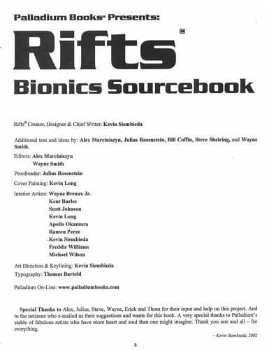 Tapa de Rifts Bionic Sourcebook