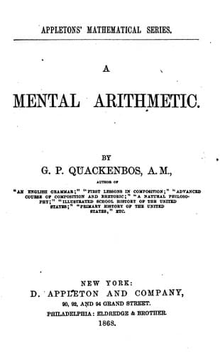 Tapa de A Mental Arithmetic