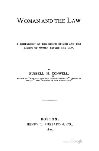 Tapa de Woman and the Law: A Comparison of the Rights of Men and the Rights of Women Before the Law