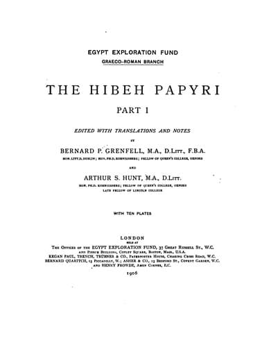 Tapa de The Hibeh papyri