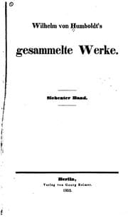 Tapa de Wilhelm von Humboldt's gesammelte Werke...: gesammelte Werke Bde 1-7 Geb Nd
