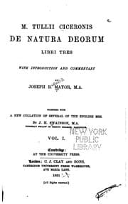 Tapa de M. Tullii Ciceronis De natura deorum libri tres