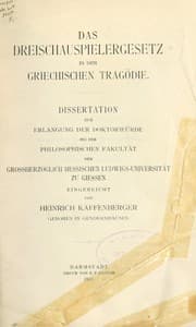 Tapa de Das Dreischauspielergesetz in der griechischen Tragödie