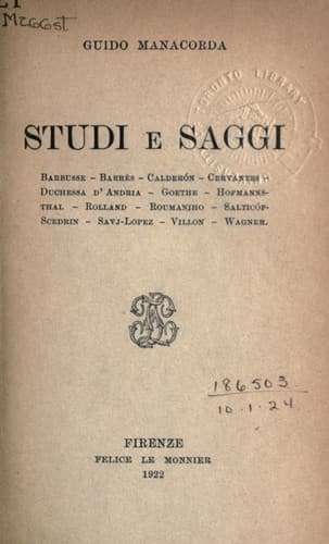 Tapa de Studi e saggi