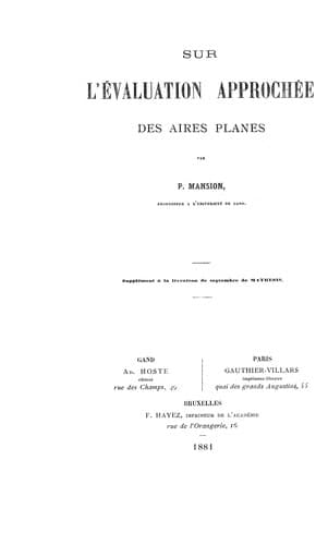 Tapa de Sur l'évaluation approchée des aires planes