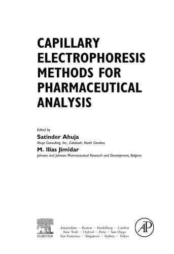 Tapa de Capillary electrophoresis methods for pharmaceutical analysis