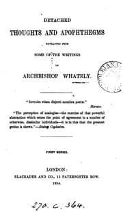 Tapa de Detached Thoughts and Apophthegms: Extracted from Some of the Writings of Archbishop Whately ..