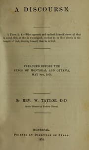 Tapa de A discourse ... preached before the Synod of Montreal and Ottawa, May 9th, 1876