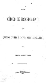 Tapa de Código de procedimiento en juicios civiles y actuaciones especiales en las islas Filipinas