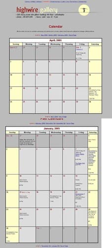 Tapa de Highwire Gallery: Calendars: January/April 2005