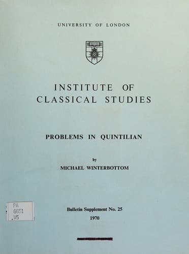 Tapa de Problems in Quintilian