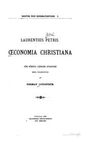 Tapa de Laurentius Petris Œconomia christiana
