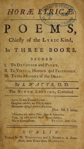 Tapa de Horae lyricae