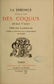 Tapa de La semonce faicte a Paris des coquus en may VcXXXV