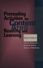 Tapa de Prereading activities for content area reading and learning