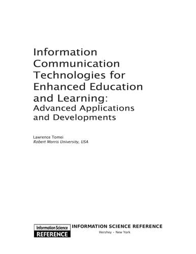 Tapa de Information communication technologies for enhanced education and learning