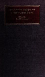 Tapa de Selected prose of Alexander Pope