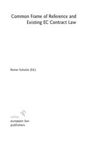 Tapa de Common frame of reference and existing EC contract law