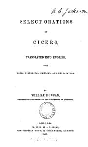 Tapa de Select orations of Cicero, tr. by W. Duncan