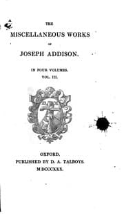 Tapa de The Miscellaneous Works of Joseph Addison: In Four Volumes