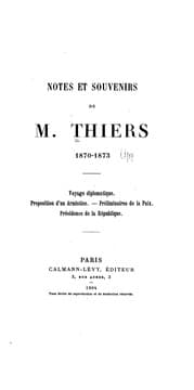 Tapa de Notes et souvenirs de M. Thiers, 1870-1873