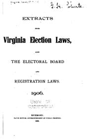 Tapa de Extracts from Virginia election laws