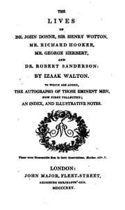 Tapa de The Lives of Dr. John Donne, Sir Henry Wotton, Mr. Richard Hooker, Mr. George Herbert, and Dr ..