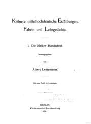 Tapa de Kleinere mittelhochdeutsche Erzählungen, Fabeln und Lehrgedichte ...