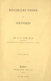 Tapa de Recollections of Oxford