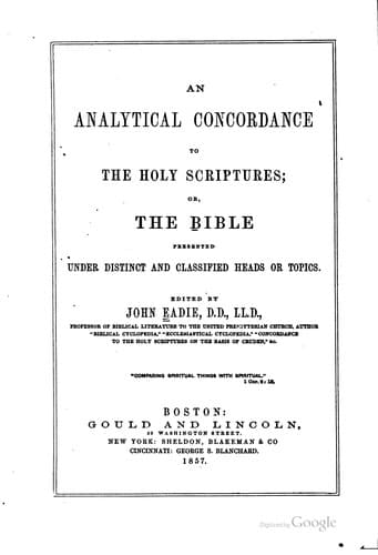 Tapa de An analytical concordance to the Holy Scriptures